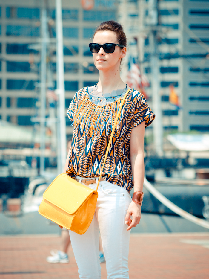 bittersweet colours, street style, colors, prints, summer trends, ray ban sunglasses, DIY necklace, diy bag