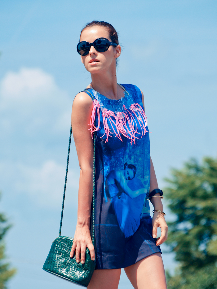 bittersweet colours,Street style, summer fashion, mini dress, diy jewelry, round sunglasses