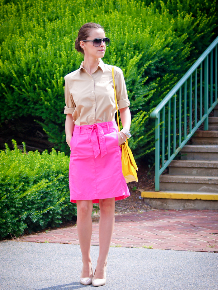 bittersweet colours, street style, colors, fashion trends, summer style, vintage,  pink skirt, nude heels,