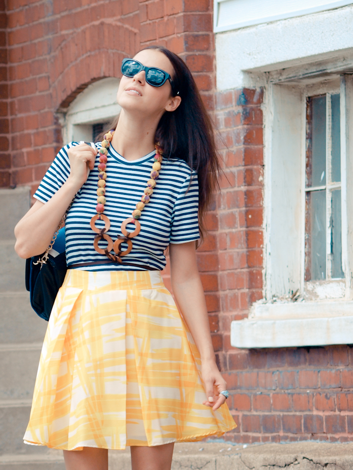 bittersweet colours, street style, colors, casual style, floral print, summer style, stripes, DIY necklace, 