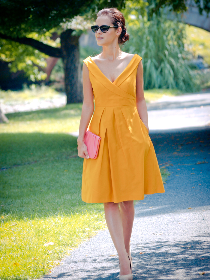 bittersweet colours, street style,  bhldn dress, yellow dress,
