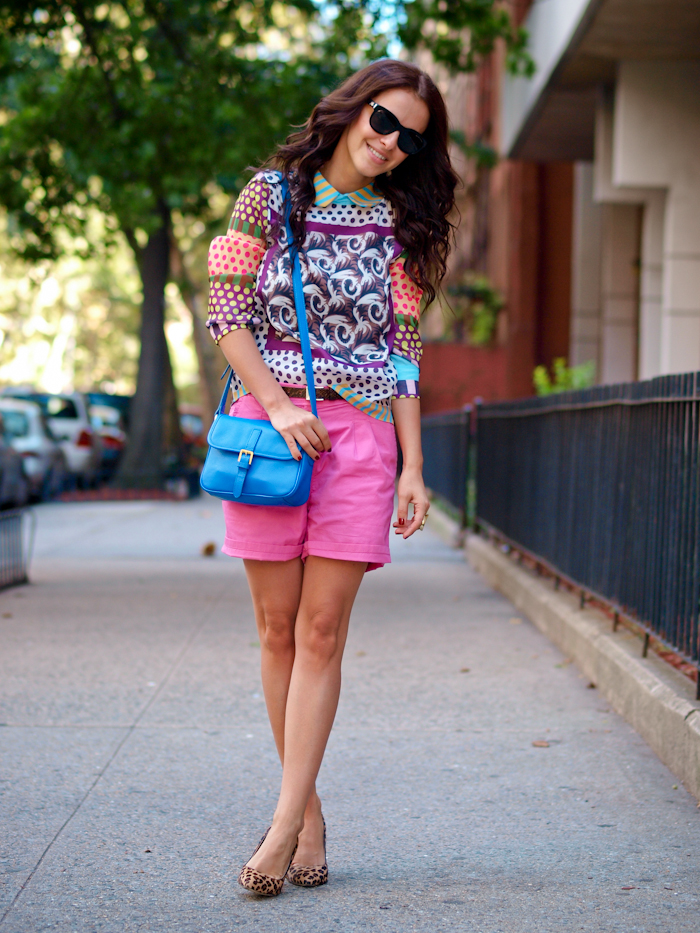 bittersweet colours, street style, nyfw, , nyfw street style, prints, leopard print pumps,  pink shorts,