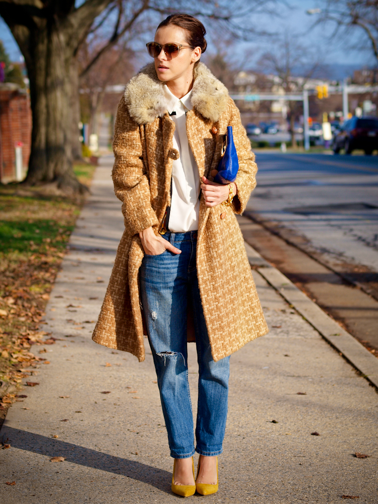 bittersweet colours, colorful coats, street style, boyfriend jeans, yellow shoes, fall/ winter trends