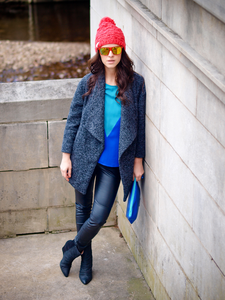 bittersweet colours, leather pants, fall coats, beanie, street style, 