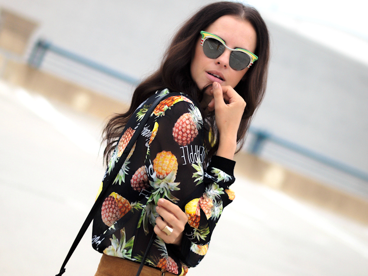 bittersweet colours, Fall trends, 3.1 Phillip Lim, Prada sunglasses, leather shorts, COLORS, street style, prints, fall colors, Nine West,