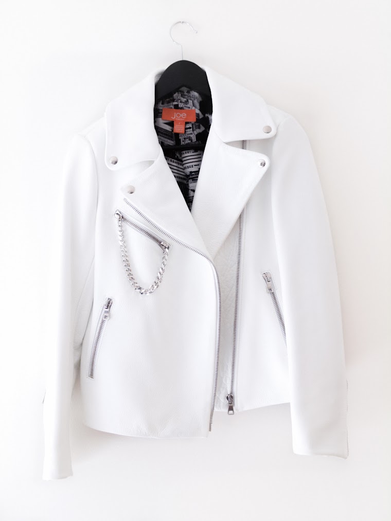 bittersweet colours, new in, leather jacket, white on white, Joe fresh, Fall trends, fall 2013, biker leather jacket