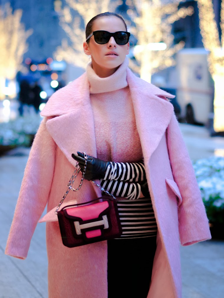 ASOS, bittersweet colours, Christmas, holidays, New York, pierre hardy, PINK, Pink coat, PINK TREND, street style, stripes, Vero moda, winter pastels, winter trends, pastel trends, 