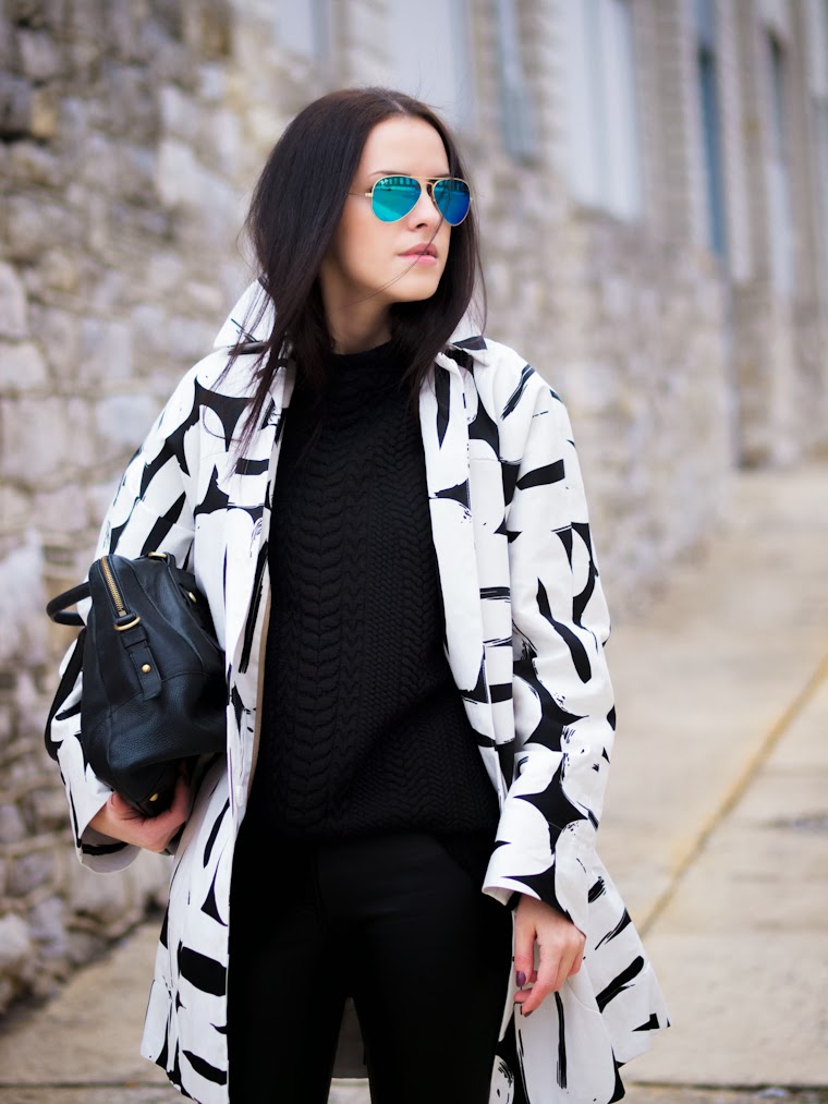 bittersweet colours, B&W, graphic prints, Steve Madden, Joe fresh, RAY BAN, HM, street style, winter trends, monochrome look, black and white trend,