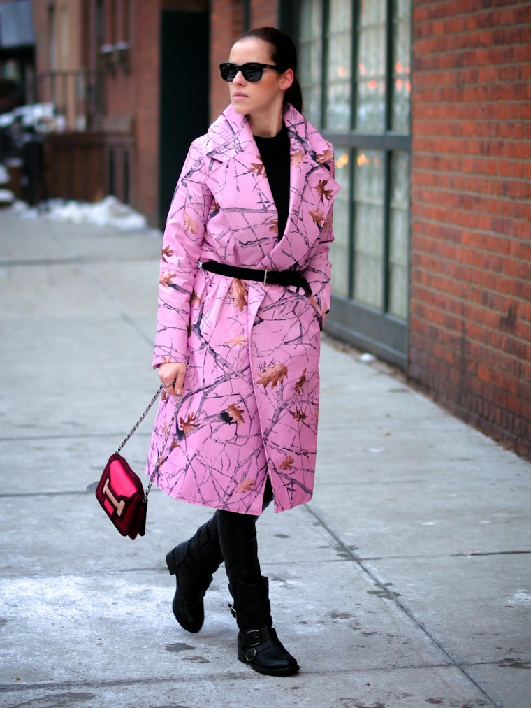 belted coat, bittersweet colours, DIY, diy coat, Lincoln Center NYFW, Lucky Brand, New York, nyfw F/W 2014, nyfw street style, pierre hardy, Pink coat, PINK TREND, street style, 