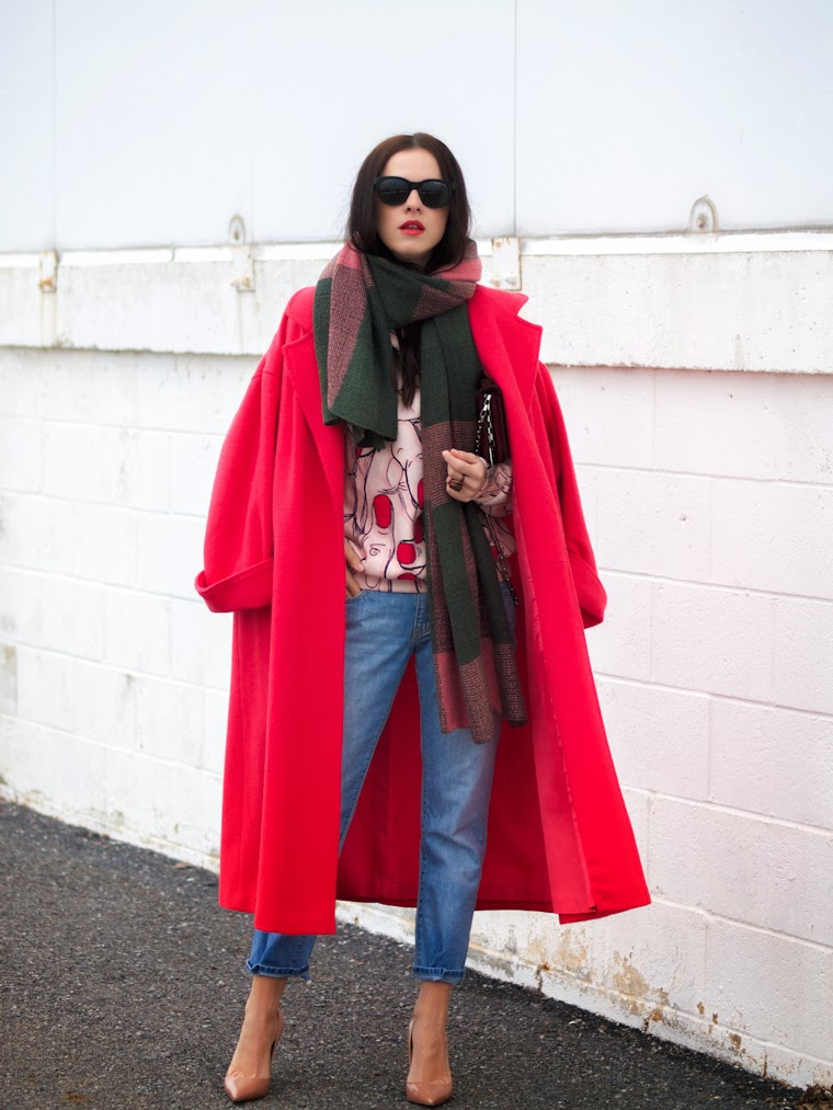 bittersweet colours, blue jeans, Christian Louboutin, colorful coats, Levis, pierre hardy, prints, street style, TANGERINE COLOR, winter trends, vintage,