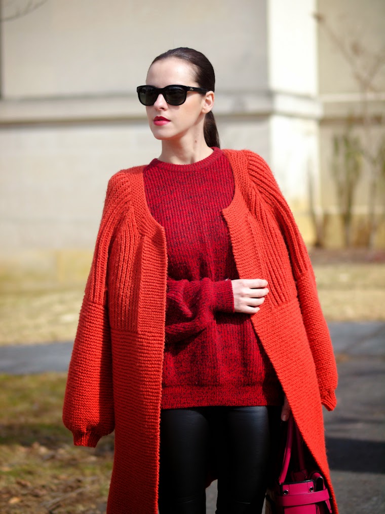 bittersweet colours, chunky sweater, COLORS, orange, PINK, printed shoes, RED, Reed Krakoff, Spring, Spring trends, street style, vintage,