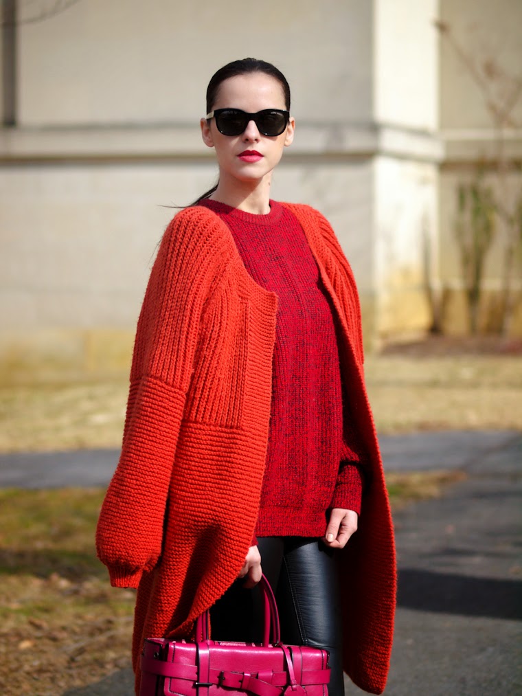 bittersweet colours, chunky sweater, COLORS, orange, PINK, printed shoes, RED, Reed Krakoff, Spring, Spring trends, street style, vintage,