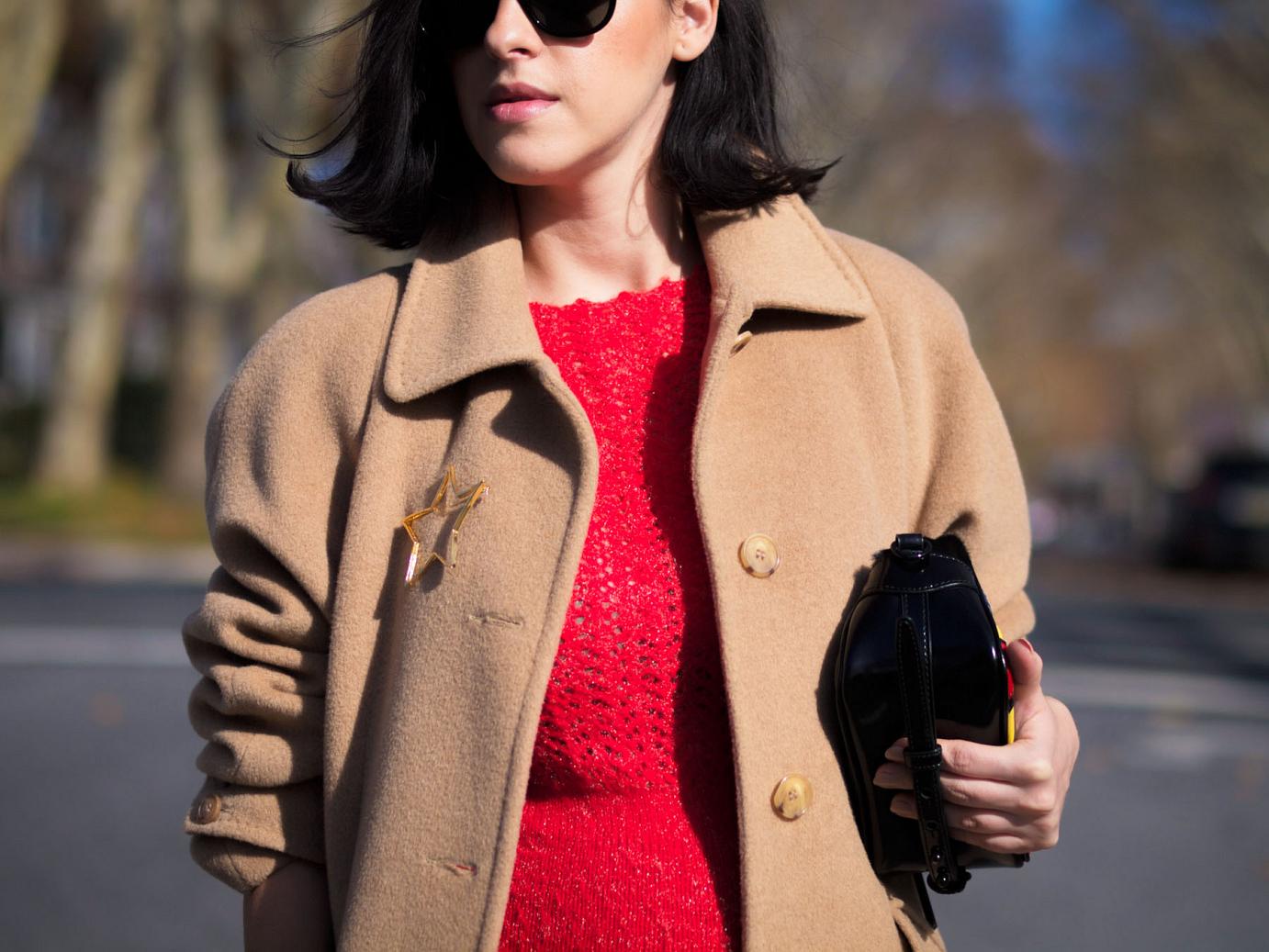 bittersweet colours, fall, fall coats, fall colors, fall street style, christian louboutin shoes, vintage dress, vintage coat, red dress, camel coat, cashmere coat, 3.1 phillip lim bag, maternity style, bumb style, 21 weeks,