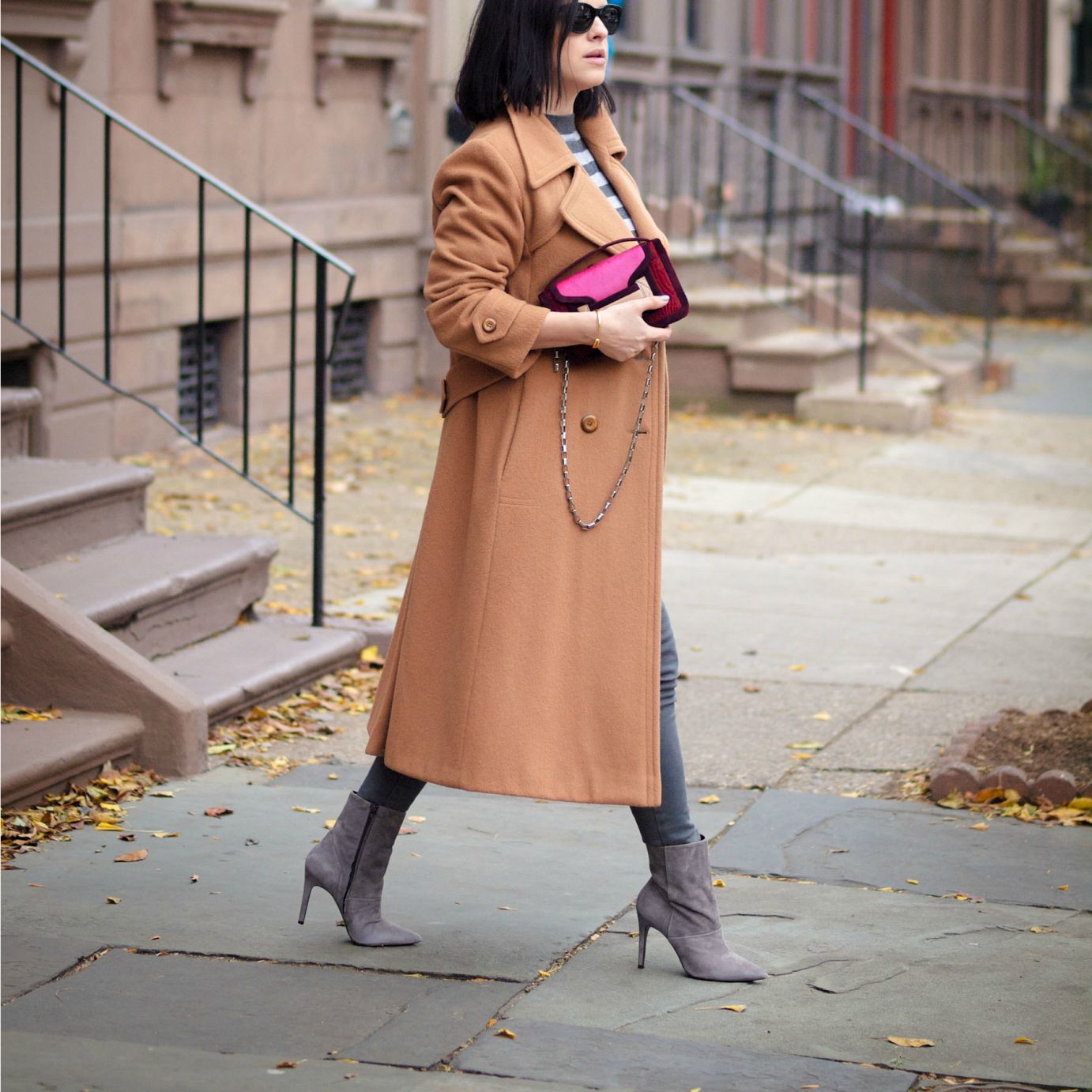 bittersweet colours, street style, fall coats, camel coat, camel and grey mix, pierre hardy bag, levis jeans, brandy pham jewelry, maternity style, baby bump, 25 weeks, sweater weather,