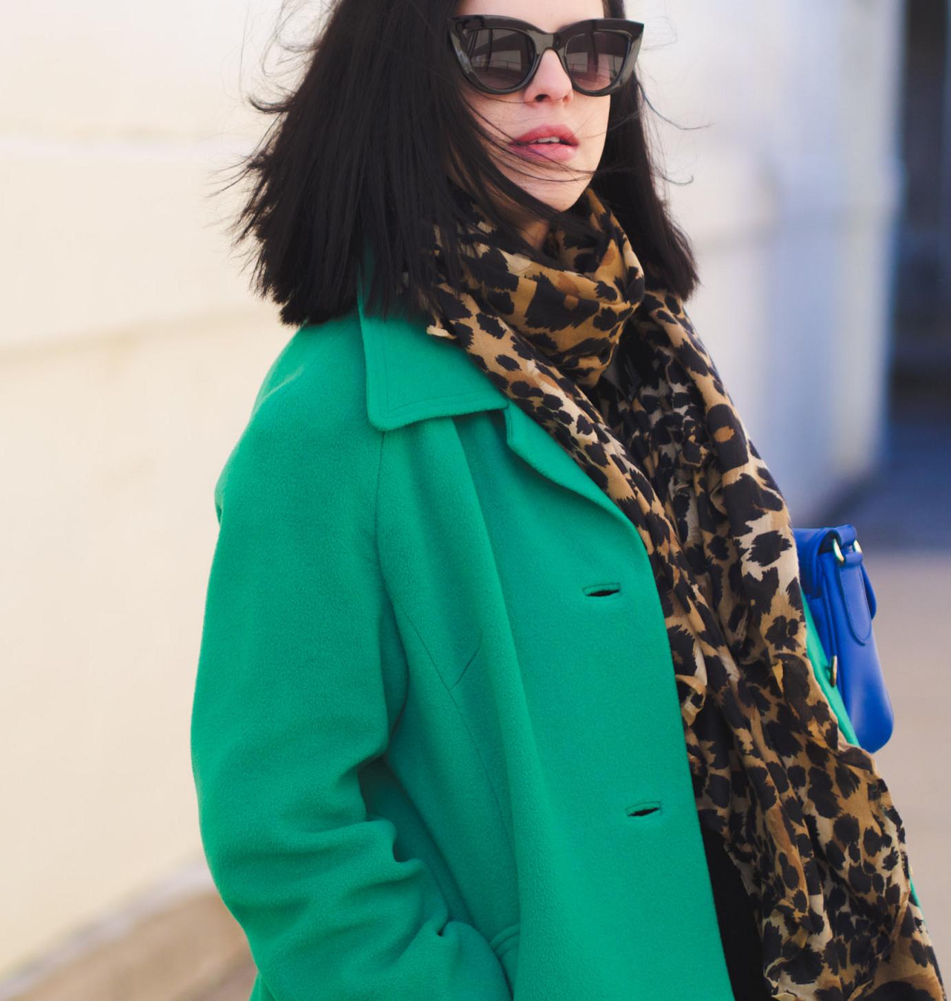 bittersweet colours, street style, leopard print, green coat, vintage, maternity style, 31 weeks,